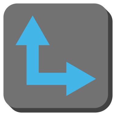 Bifurkasyon ok sağa yukarı yuvarlak kare vektör simgesi