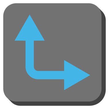 Bifurkasyon ok sağa yukarı yuvarlak kare vektör simgesi