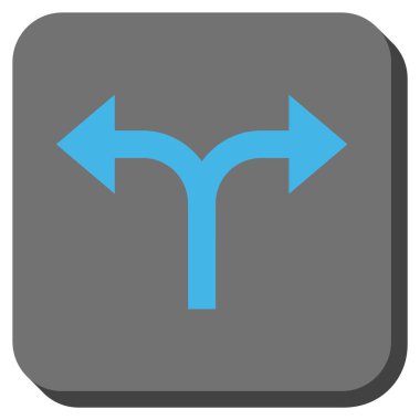 Bifurkasyon oklar sola doğru kare vektör simge yuvarlak