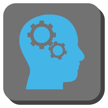 Beyin Gears yuvarlak kare vektör simgesi