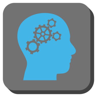 Beyin Gears yuvarlak kare vektör simgesi