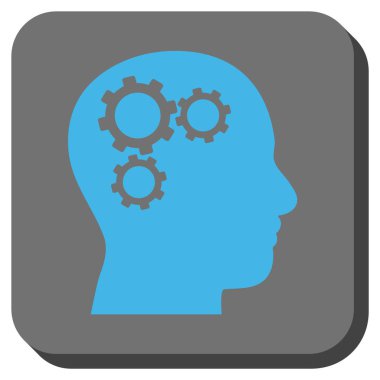 Beyin Gears yuvarlak kare vektör simgesi