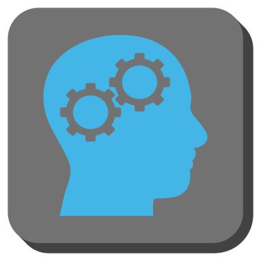 Beyin Gears yuvarlak kare vektör simgesi