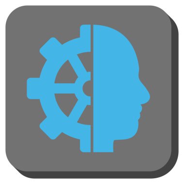 Cyborg dişli yuvarlak kare vektör simgesi