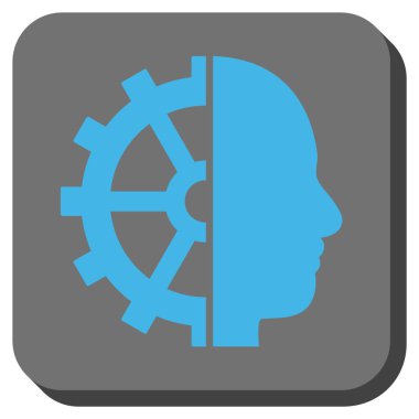 Cyborg dişli yuvarlak kare vektör simgesi