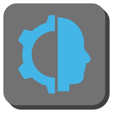 Cyborg dişli yuvarlak kare vektör simgesi