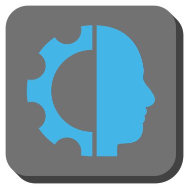 Cyborg dişli yuvarlak kare vektör simgesi