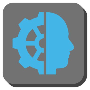 Cyborg dişli yuvarlak kare vektör simgesi