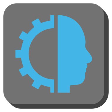 Cyborg dişli yuvarlak kare vektör simgesi