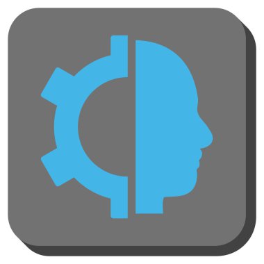 Cyborg dişli yuvarlak kare vektör simgesi