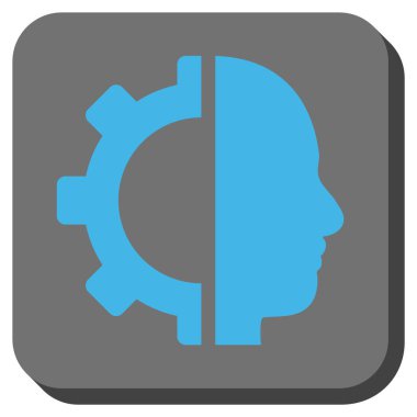 Cyborg dişli yuvarlak kare vektör simgesi