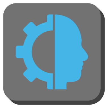 Cyborg dişli yuvarlak kare vektör simgesi