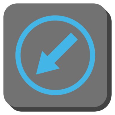 Yuvarlak aşağı sol ok yuvarlak kare vektör simgesi