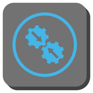 Dişli Tümleştirme yuvarlak kare vektör simgesi