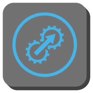 Dişli Tümleştirme yuvarlak kare vektör simgesi