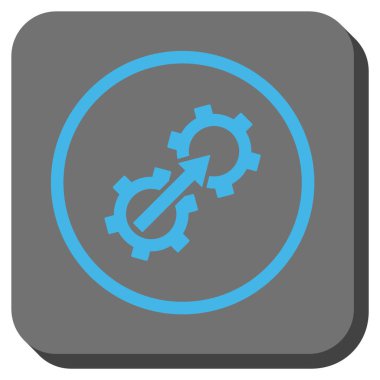 Dişli Tümleştirme yuvarlak kare vektör simgesi