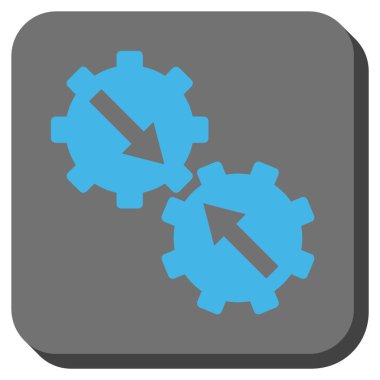 Dişli Tümleştirme yuvarlak kare vektör simgesi