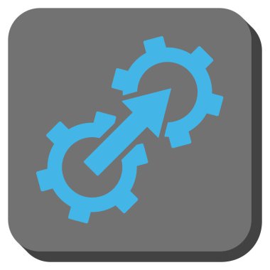 Dişli Tümleştirme yuvarlak kare vektör simgesi