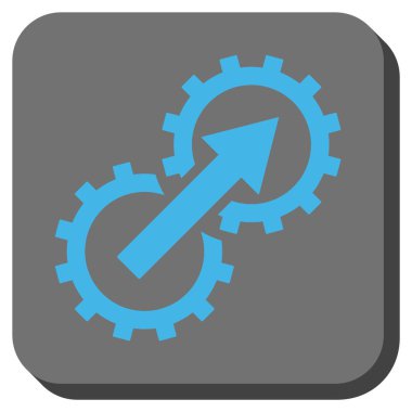 Dişli Tümleştirme yuvarlak kare vektör simgesi