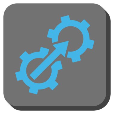 Dişli Tümleştirme yuvarlak kare vektör simgesi