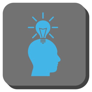 Dahi ampul yuvarlak kare vektör simgesi