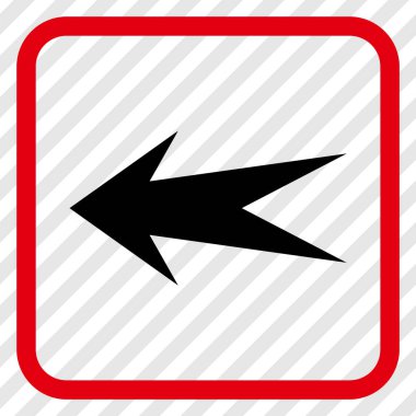 Ok sol vektör simgesi bir çerçeve içinde