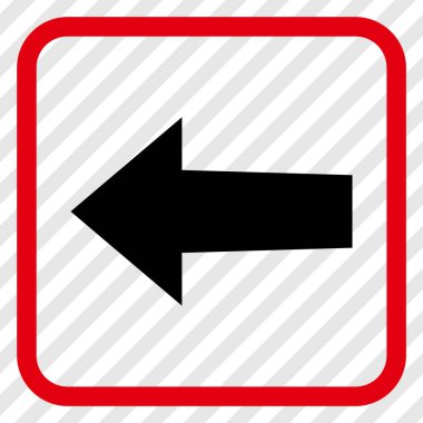 Ok sol vektör simgesi bir çerçeve içinde