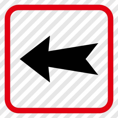 Ok sol vektör simgesi bir çerçeve içinde