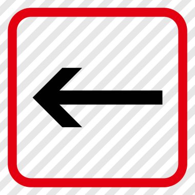 Ok sol vektör simgesi bir çerçeve içinde