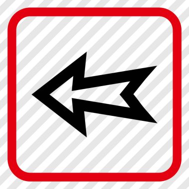 Ok sol vektör simgesi bir çerçeve içinde