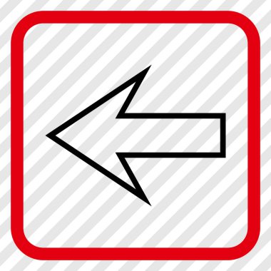 Ok sol vektör simgesi bir çerçeve içinde