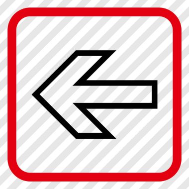 Ok sol vektör simgesi bir çerçeve içinde