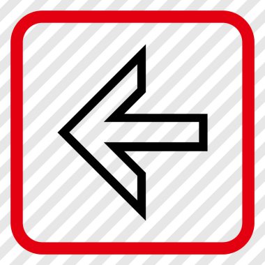 Ok sol vektör simgesi bir çerçeve içinde