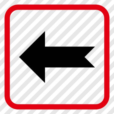 Ok sol vektör simgesi bir çerçeve içinde