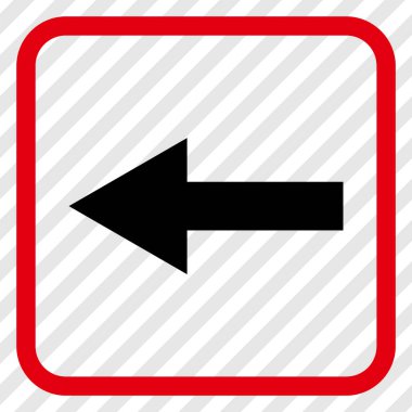 Ok sol vektör simgesi bir çerçeve içinde