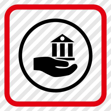 Banka hizmet vektör simgesi bir çerçeve içinde