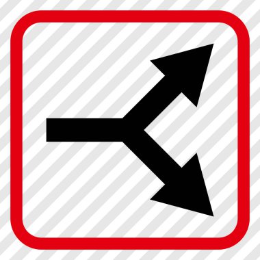 Bifurkasyon ok doğru vektör simgesi bir çerçeve içinde