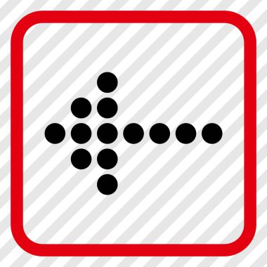 Noktalı ok sol vektör simgesi bir çerçeve içinde