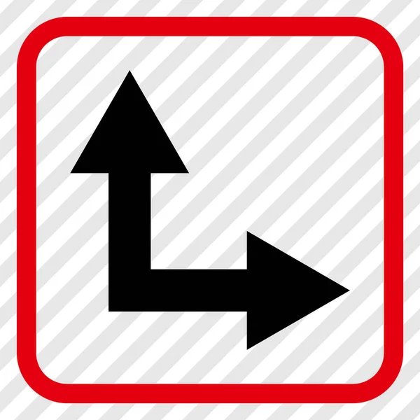 Flecha de bifurcación hacia arriba Vector icono en un marco — Vector de stock