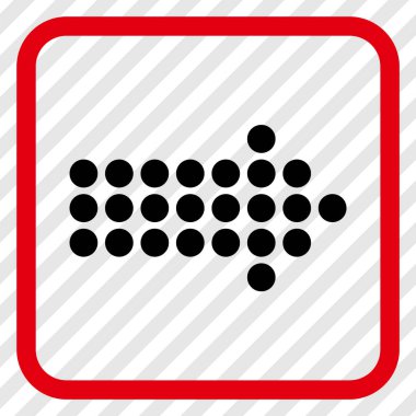 Noktalı ok doğru vektör simgesi bir çerçeve içinde