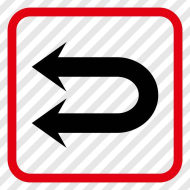 Çift sol ok vektör simgesi bir çerçeve içinde