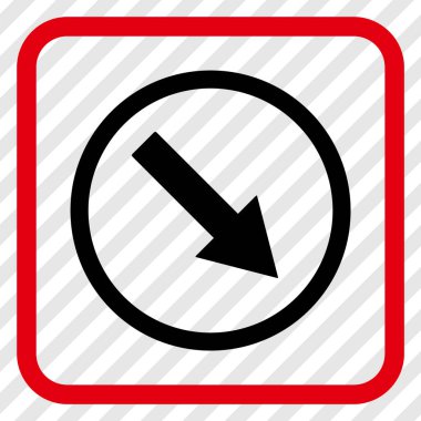 Aşağı doğru yuvarlak ok vektör simgesi bir çerçeve içinde