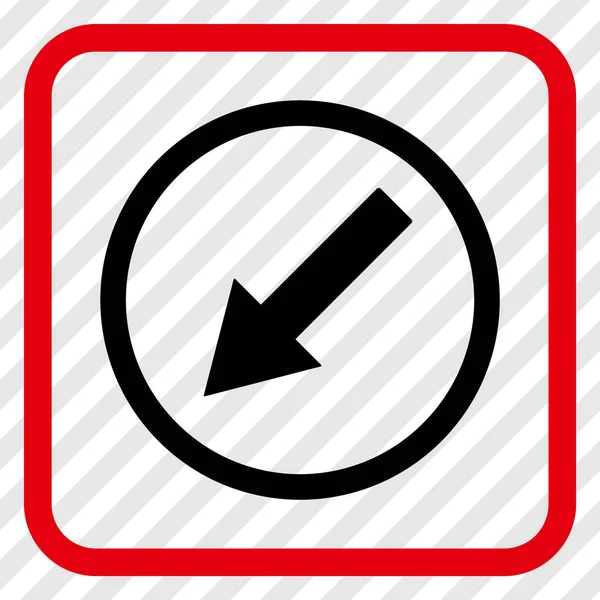 Ícone de vetor de seta arredondado para baixo-esquerda em um quadro — Vetor de Stock