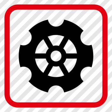 Dişli vektör simgesi bir çerçeve içinde