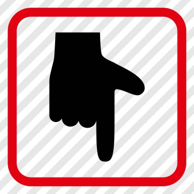 Vektör simgesi bir çerçeve içinde aşağı el işaretçisi