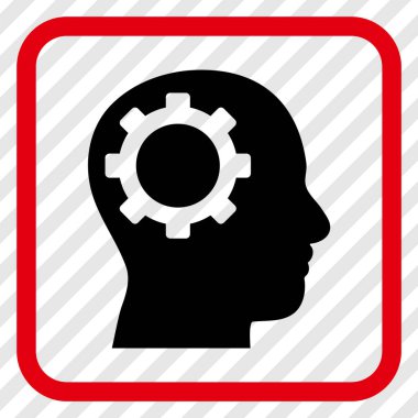 Akıl dişli vektör simgesi bir çerçeve içinde