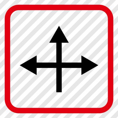 Kavşak yön vektör simgesi bir çerçeve içinde