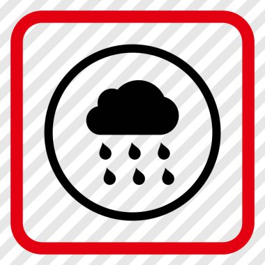 Yağmur bulutu vektör simgesi bir çerçeve içinde