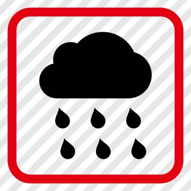 Yağmur bulutu vektör simgesi bir çerçeve içinde