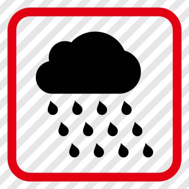 Yağmur bulutu vektör simgesi bir çerçeve içinde